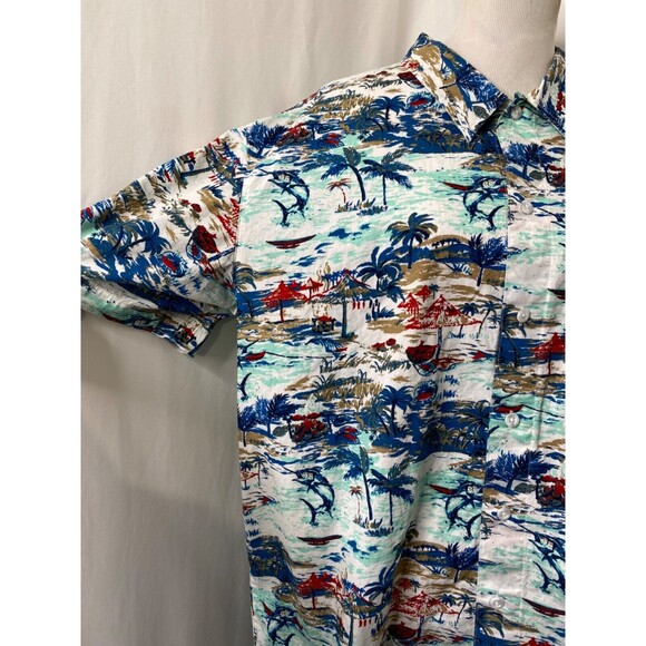 Columbia Men’s Hawaiian Shirt Multicolor Button-Down Short Sleeve Size XL - Picture 5 of 13